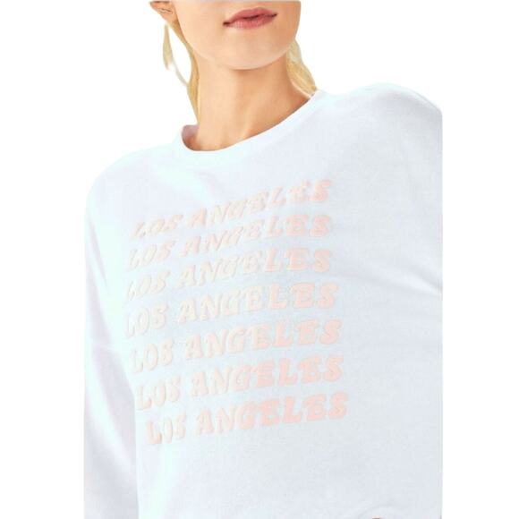 FABLETICS STACEY White Pullover Sweatshirt Soft Terry Los Angeles Graphic Small - Picture 2 of 5